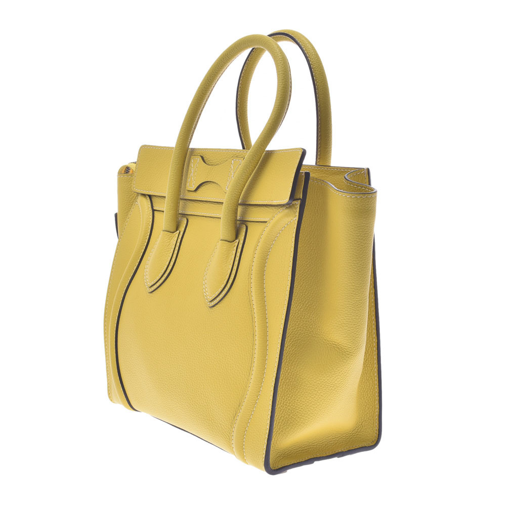 

Celine Yellow Leather Luggage Micro Tote Bag