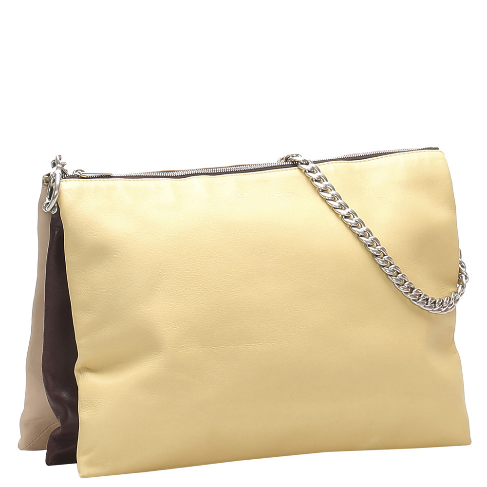 

Celine Tricolor Leather Trio Large Bag, Beige