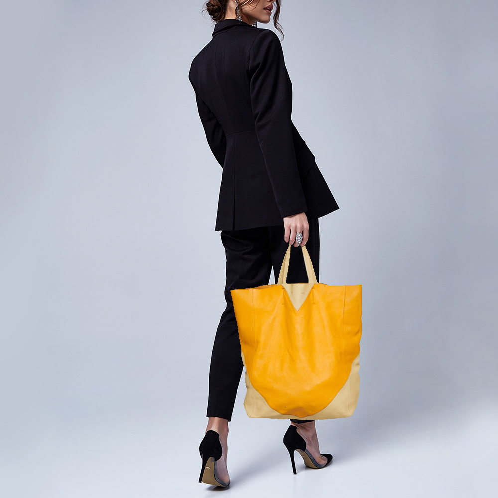 

Celine Orange/Yellow Leather Vertical Cabas Tote