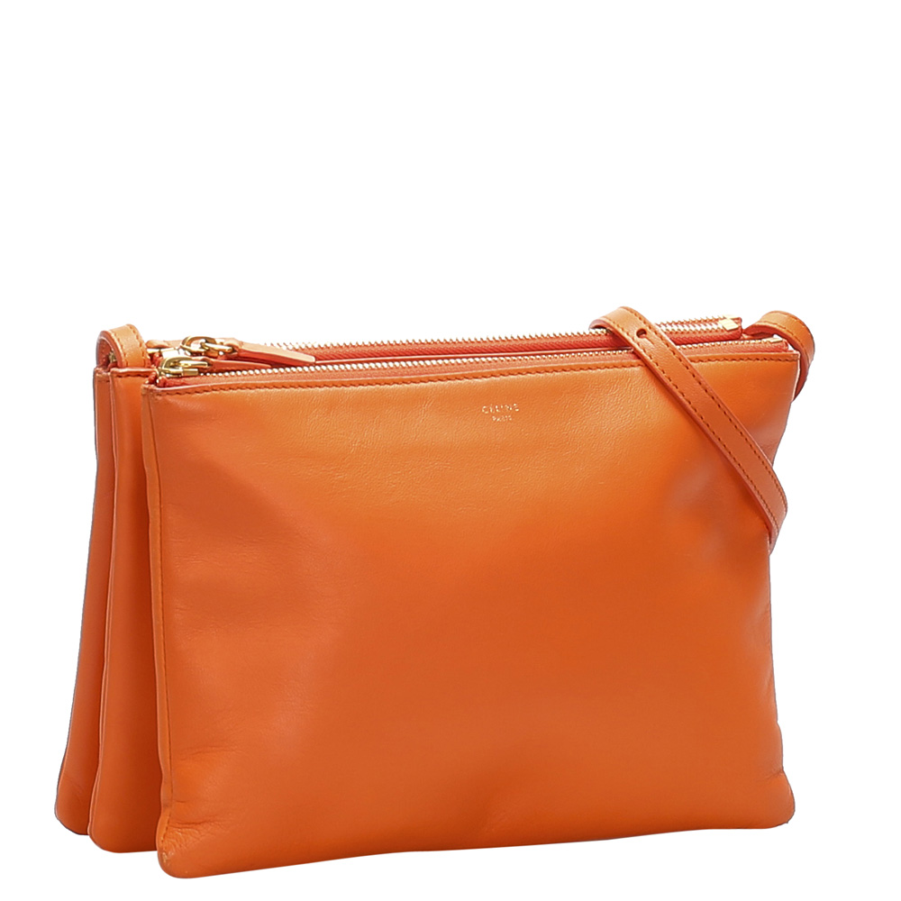 

Celine Orange Leather Trio Bag