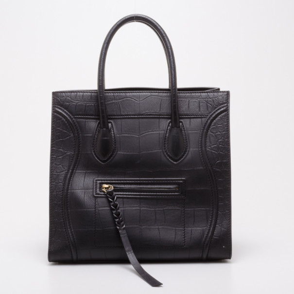 Pre Owned Celine Black Croc Embossed Phantom