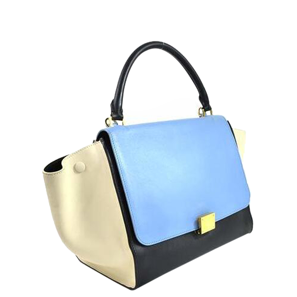 

Celine Black/Blue Leather Trapeze Shoulder Bag