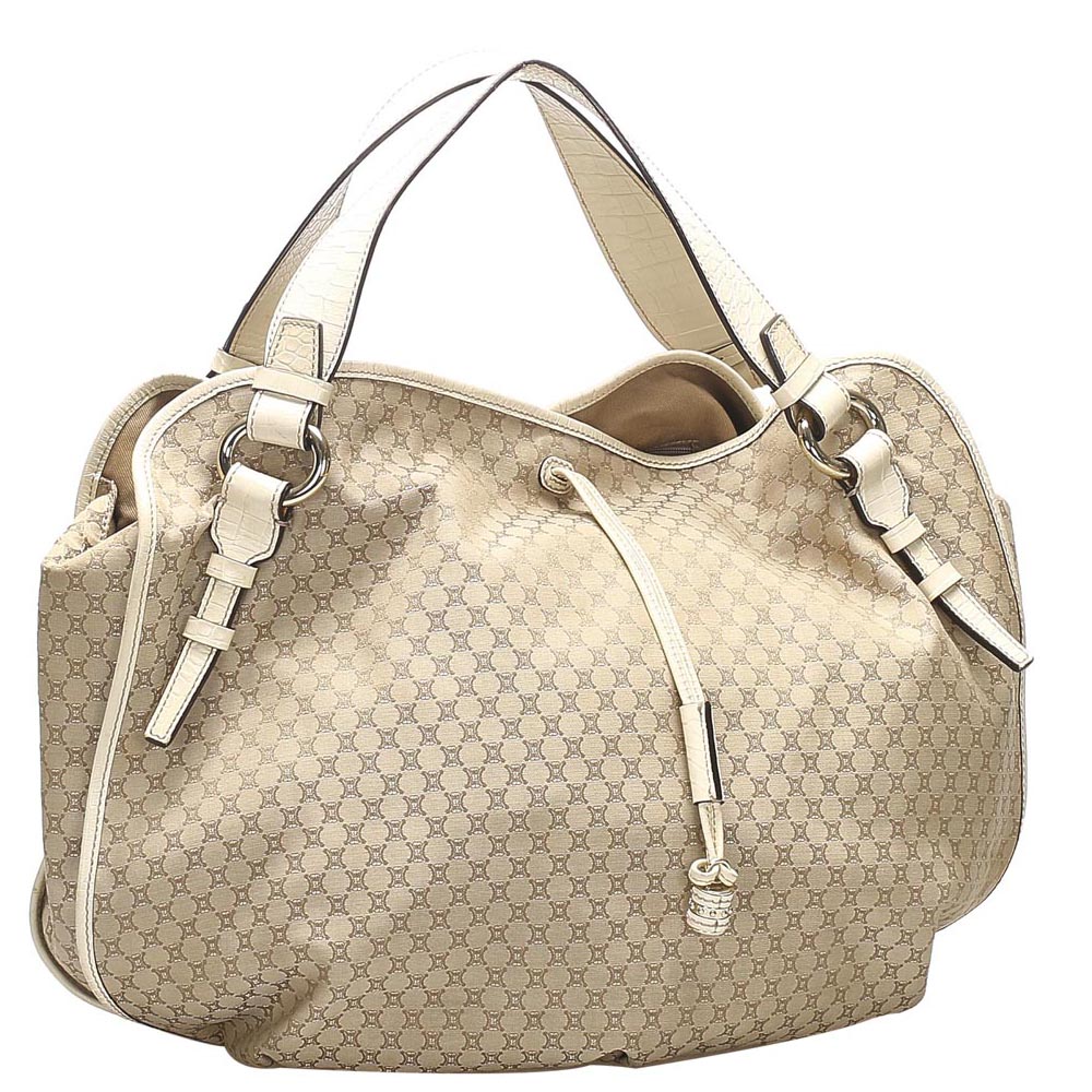 

Celine Beige Macadam Coated Canvas Hobo, Multicolor