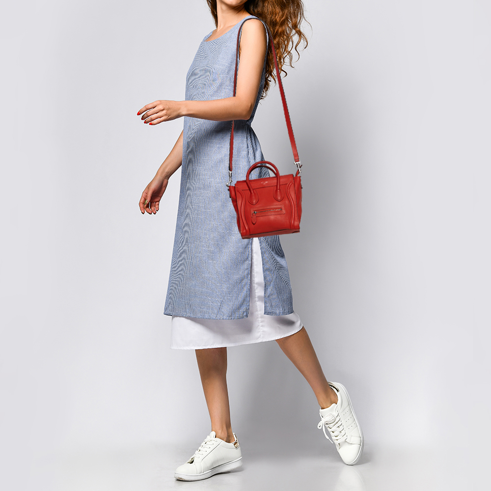 

Celine Orange Leather Nano Luggage Tote