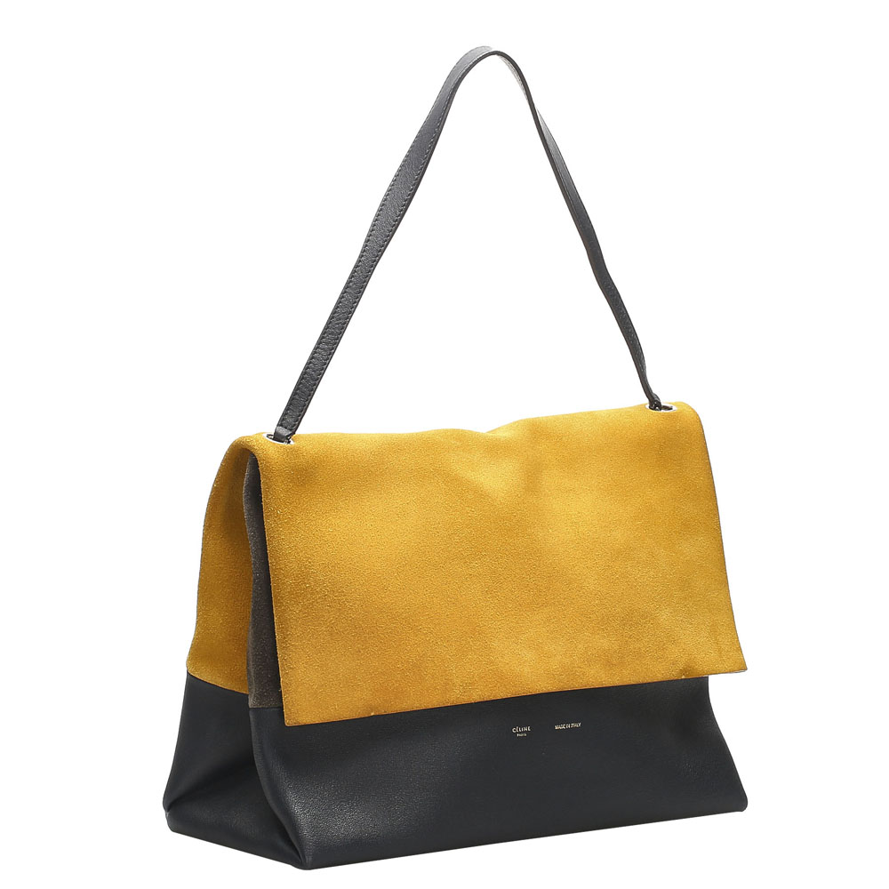 

Celine Yellow/Black Leather Suede All Soft Shoulder Bag