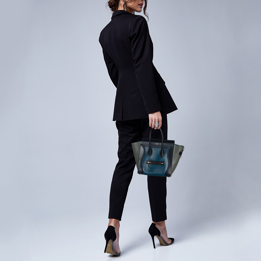 

Celine Tri Color Leather Mini Luggage Tote, Multicolor