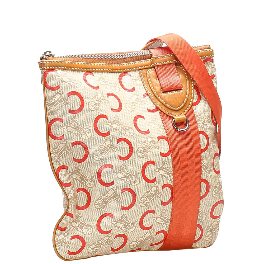 

Celine Orange/White Carriage Canvas Crossbody Bag