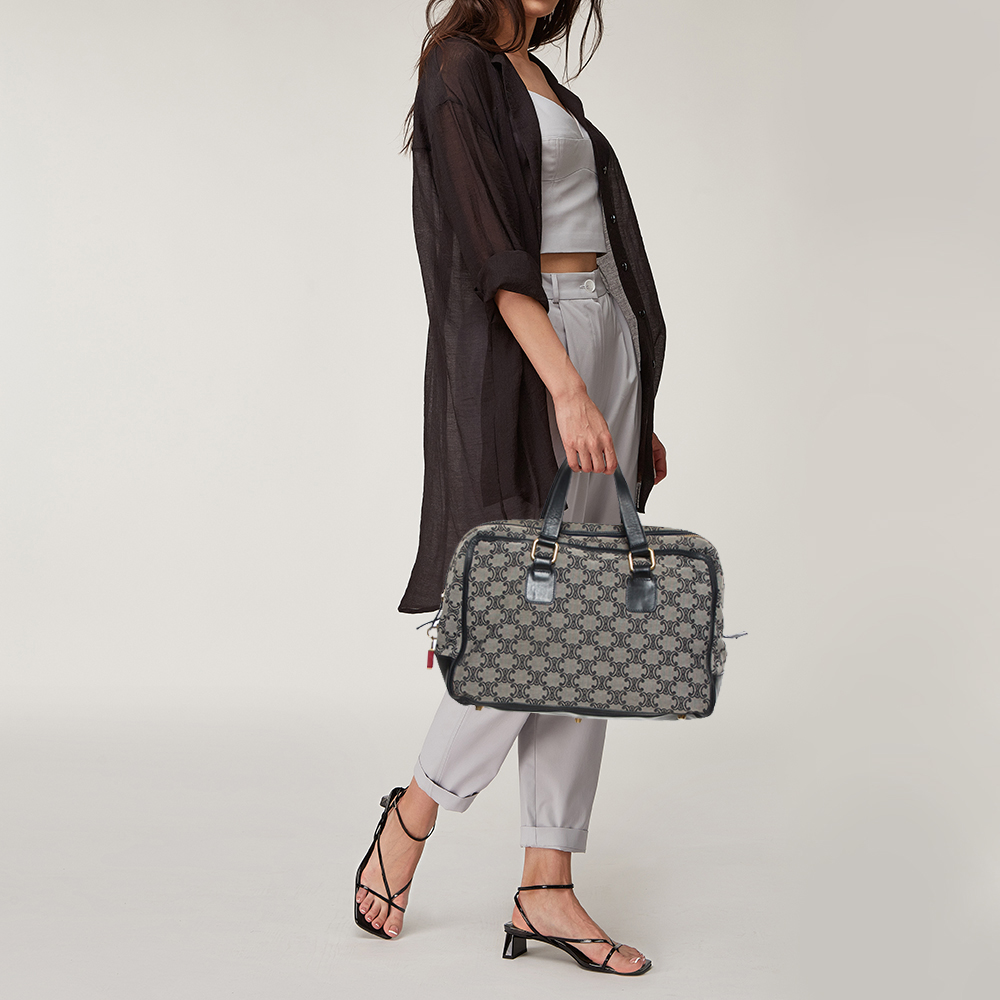

Celine Grey/Black Macadam Canvas and Leather Satchel