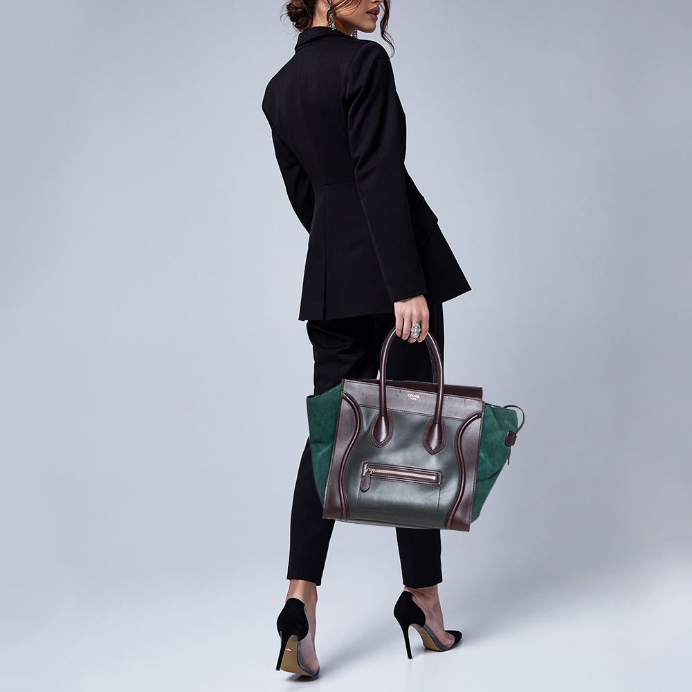 

Celine Tri Color Leather and Suede Mini Luggage Tote, Multicolor