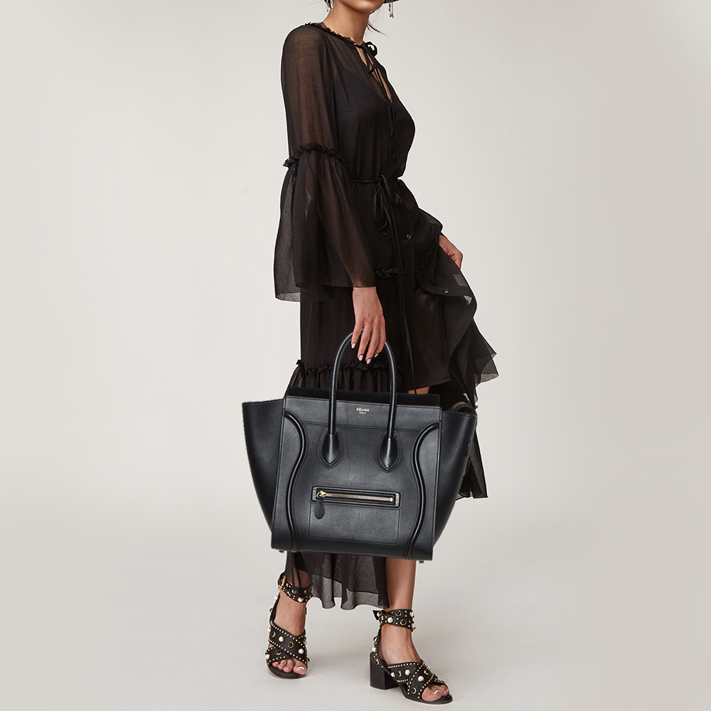 

Celine Black Leather Mini Luggage Tote