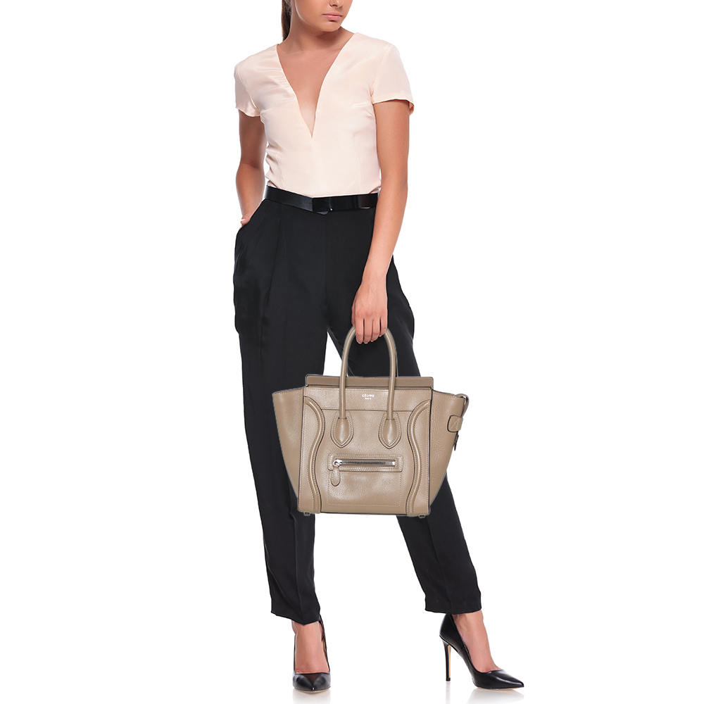 

Celine Beige Leather Micro Luggage Tote