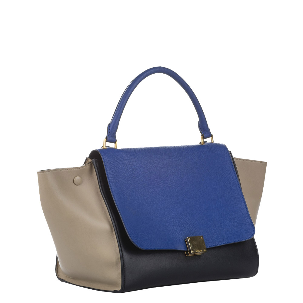 

Celine Tricolor Leather Trapeze  Bag, Black