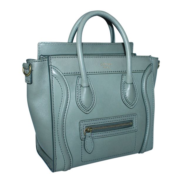 

Celine Green Leather Luggage Micro Satchel Bag