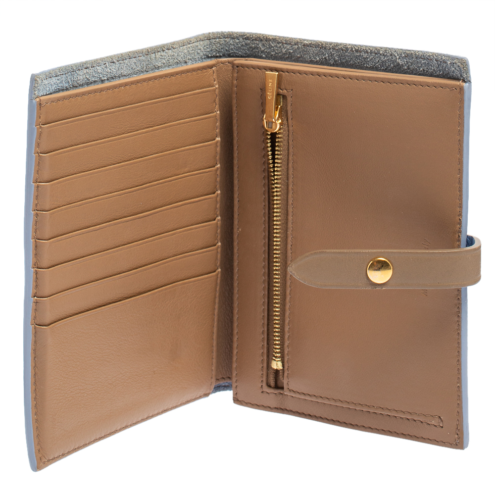 

Celine Blue/Brown Leather Multifunction Strap Wallet