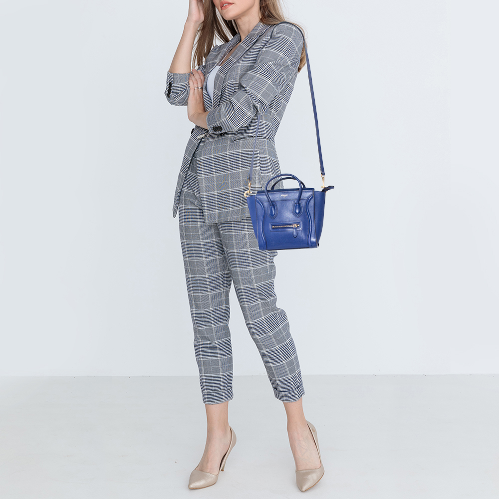 

Céline Blue Leather Nano Luggage Tote
