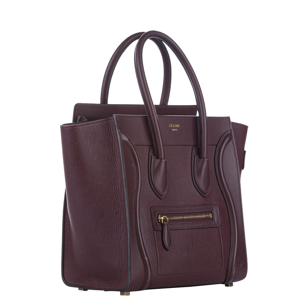

Celine Burgundy Leather Luggage Tote Bag