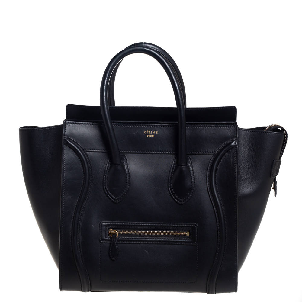 Pre Owned حقيبة يد سيلين ميني لاغيدج جلد سوداء