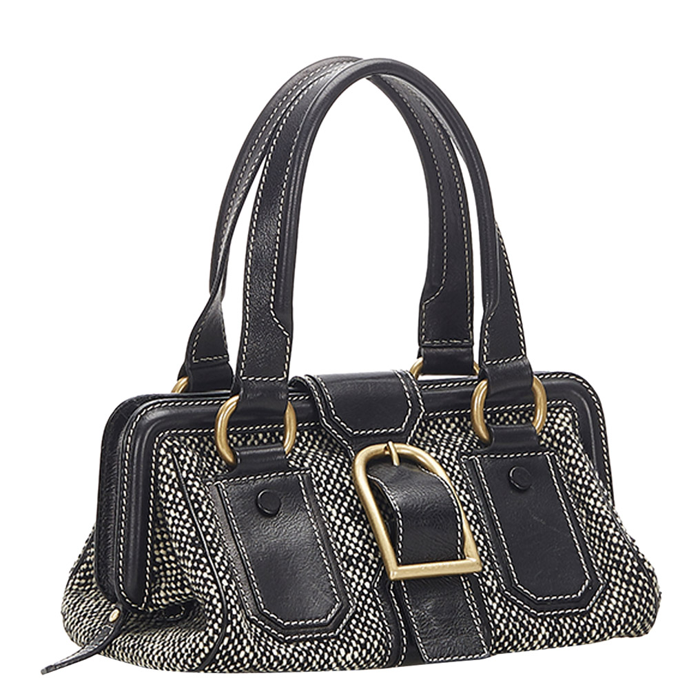 

Celine Black Fabric Leather Ella Satchel Bag