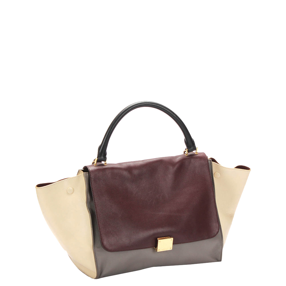 

Celine Tricolor Leather Trapeze Medium Bag, Multicolor