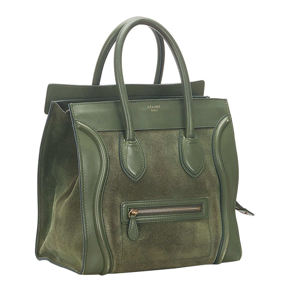 

Celine Green Leather Luggage Tote Bag