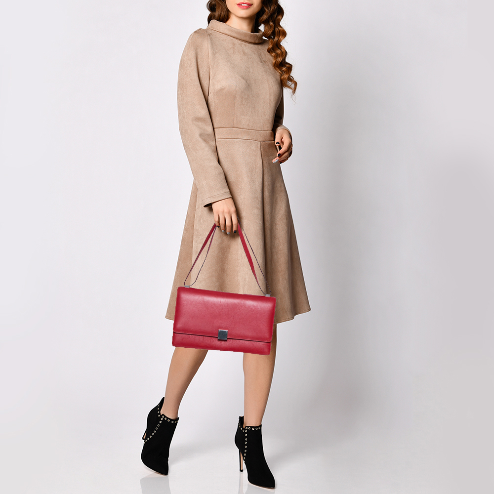 

Celine Red/Brown Python and Leather Medium Case Flap Shoulder Bag