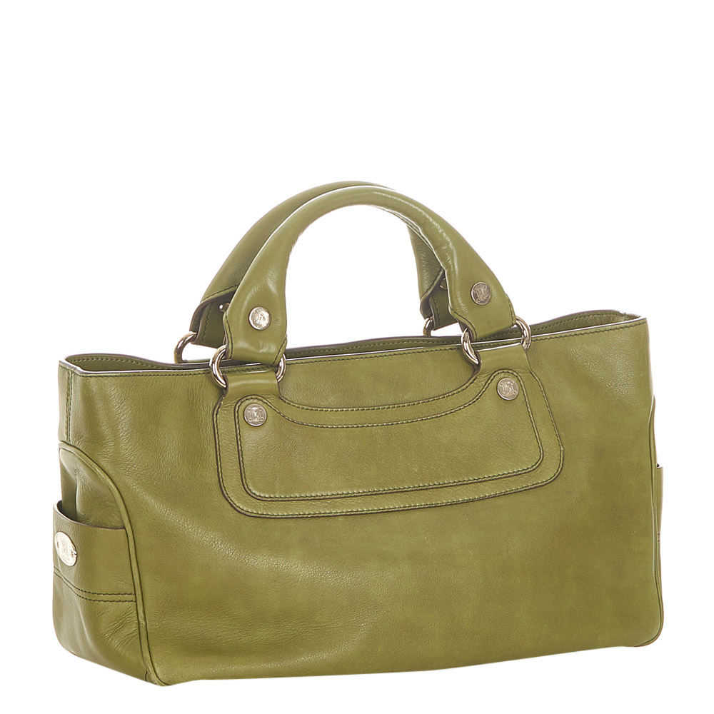 

Celine Green Leather Boogie Satchel Bag