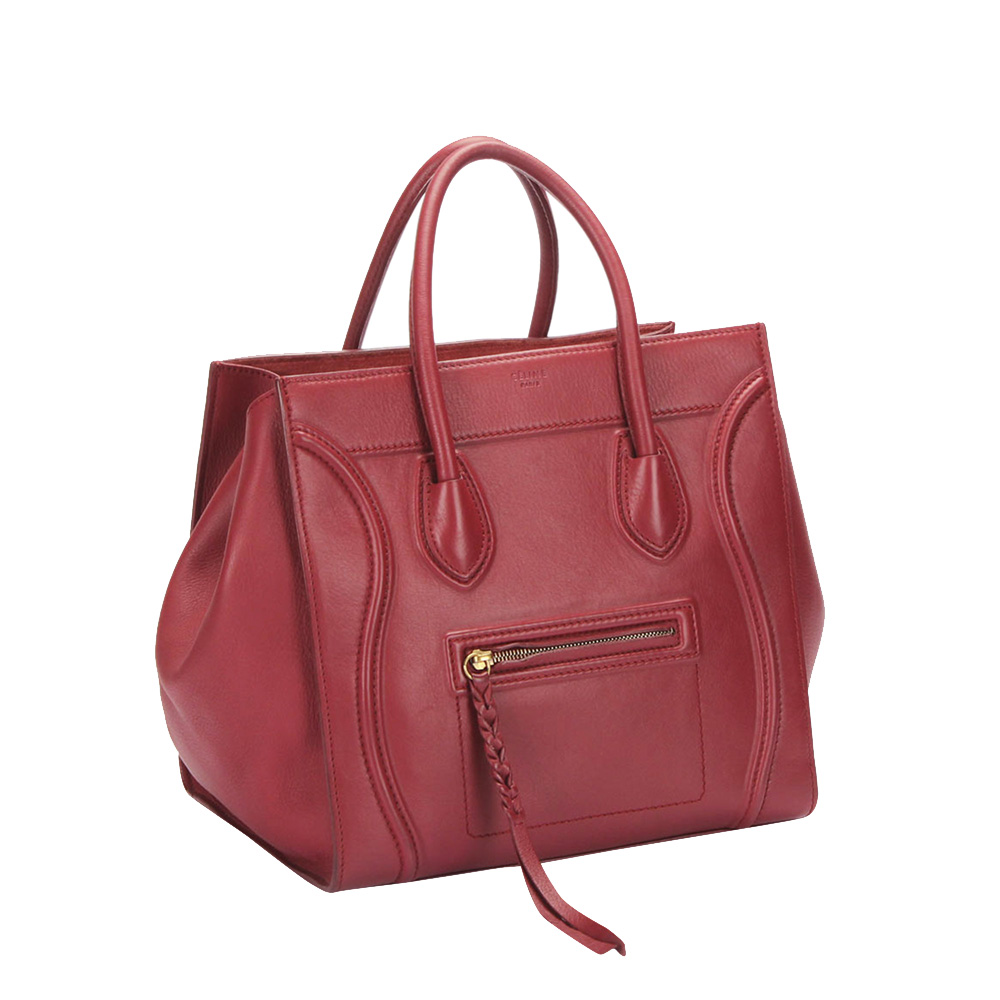 

Celine Red Leather Phantom Luggage Small Tote Bag