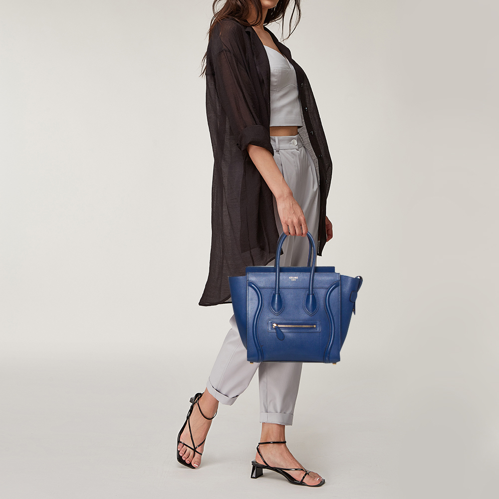 

Celine Blue Leather Micro Luggage Tote