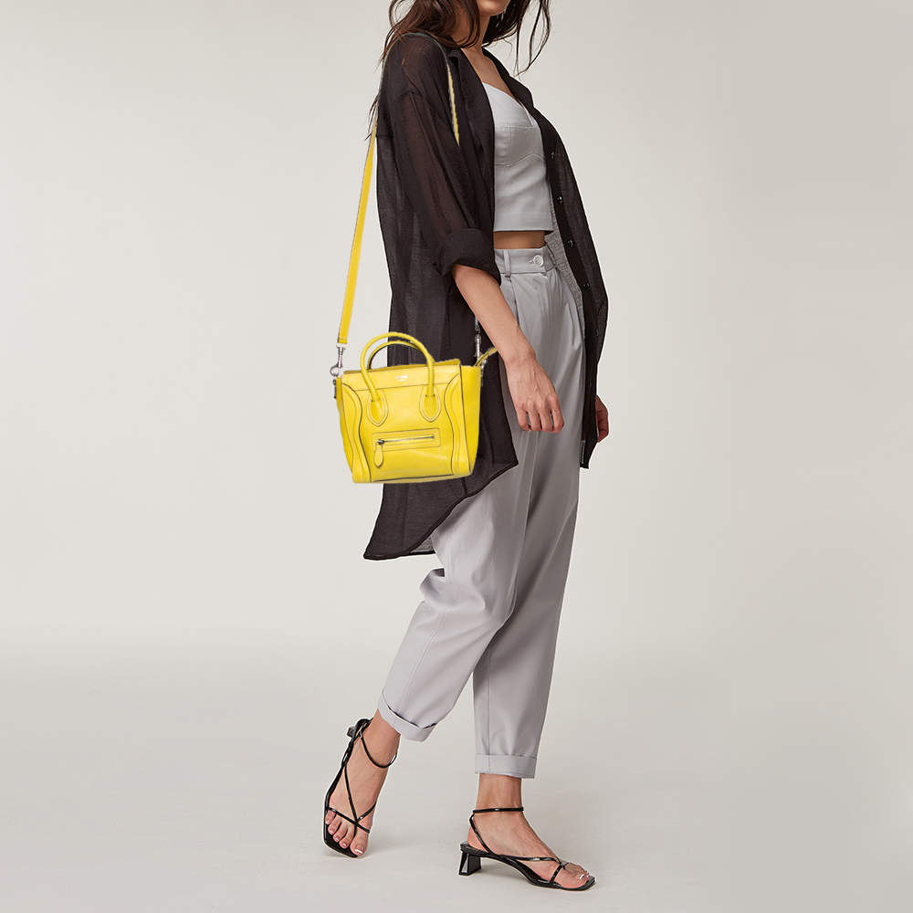 

Céline Yellow Leather Nano Luggage Tote