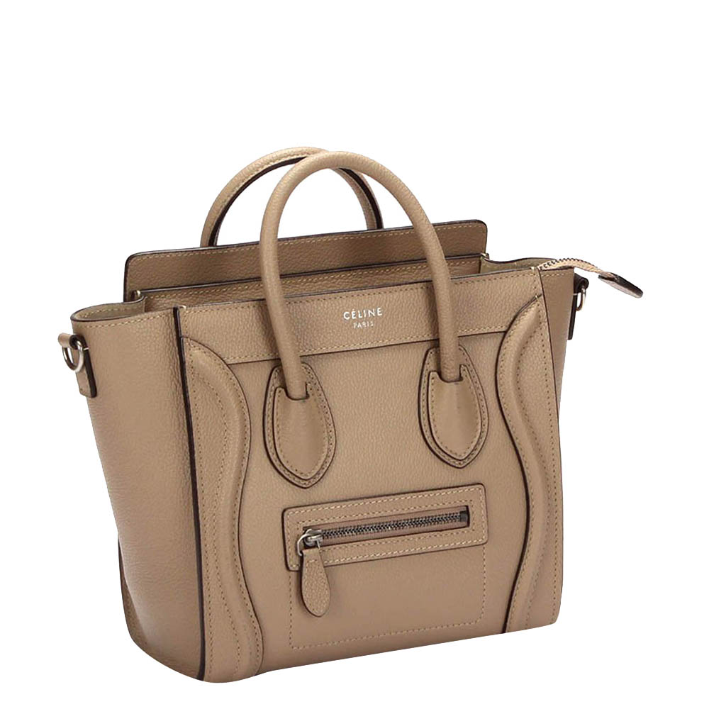 

Celine Brown Leather Luggage Mini Satchel Bag, Beige
