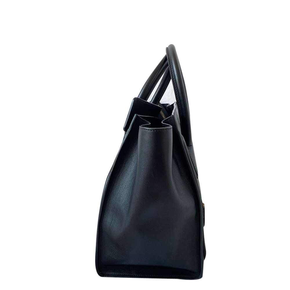 

Celine Black Croc Embossed Leather Luggage Mini Bag
