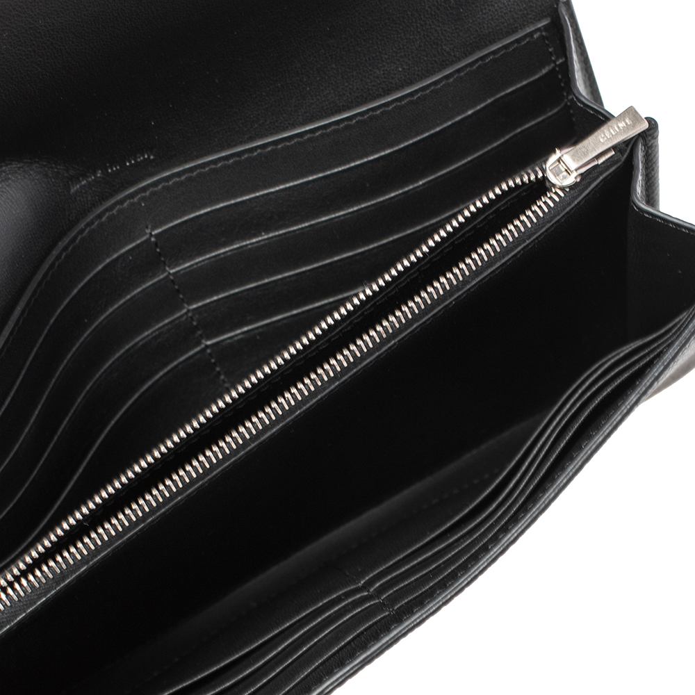 

Celine Black Leather Large Trotteur Multifunction Flap Wallet