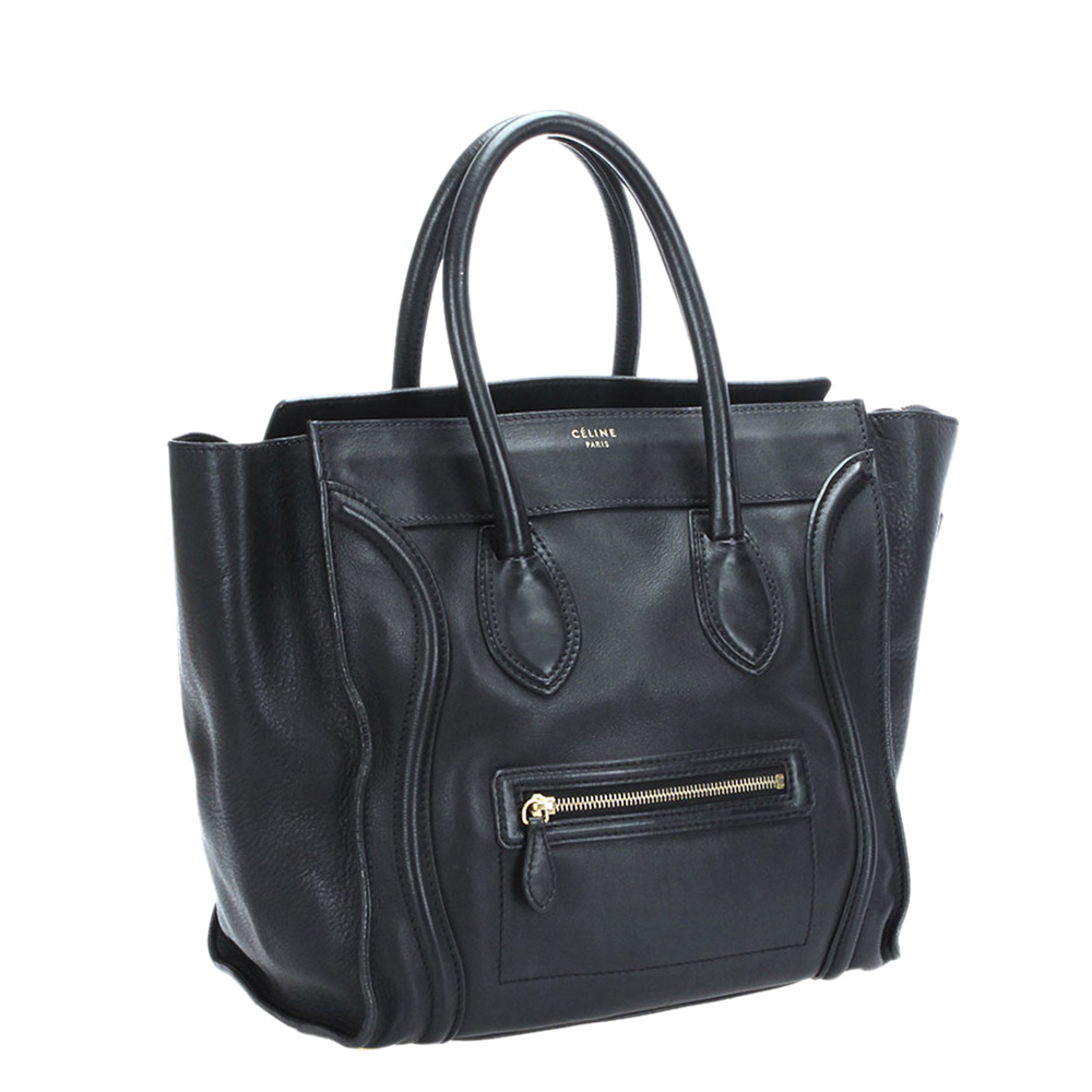 

Celine Black Leather Luggage Tote Bag