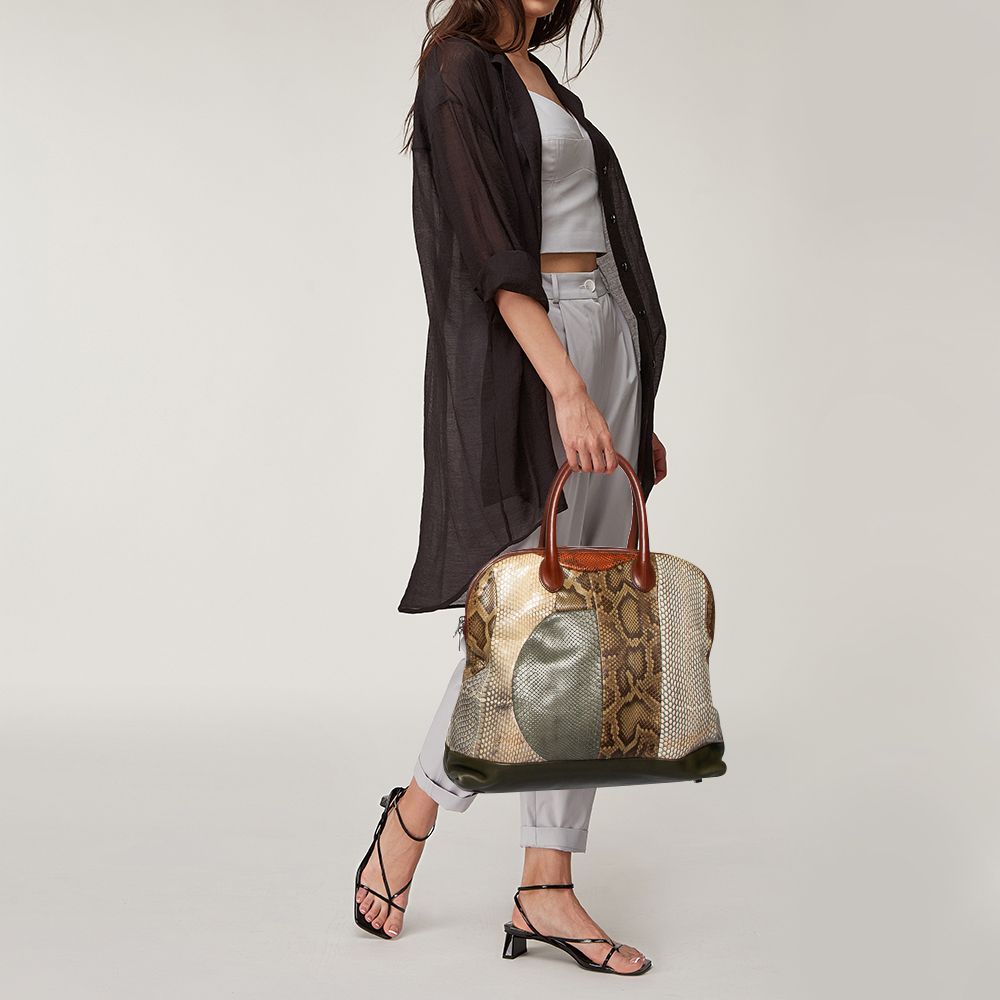

Celine Multicolor Python And Leather Dome Satchel