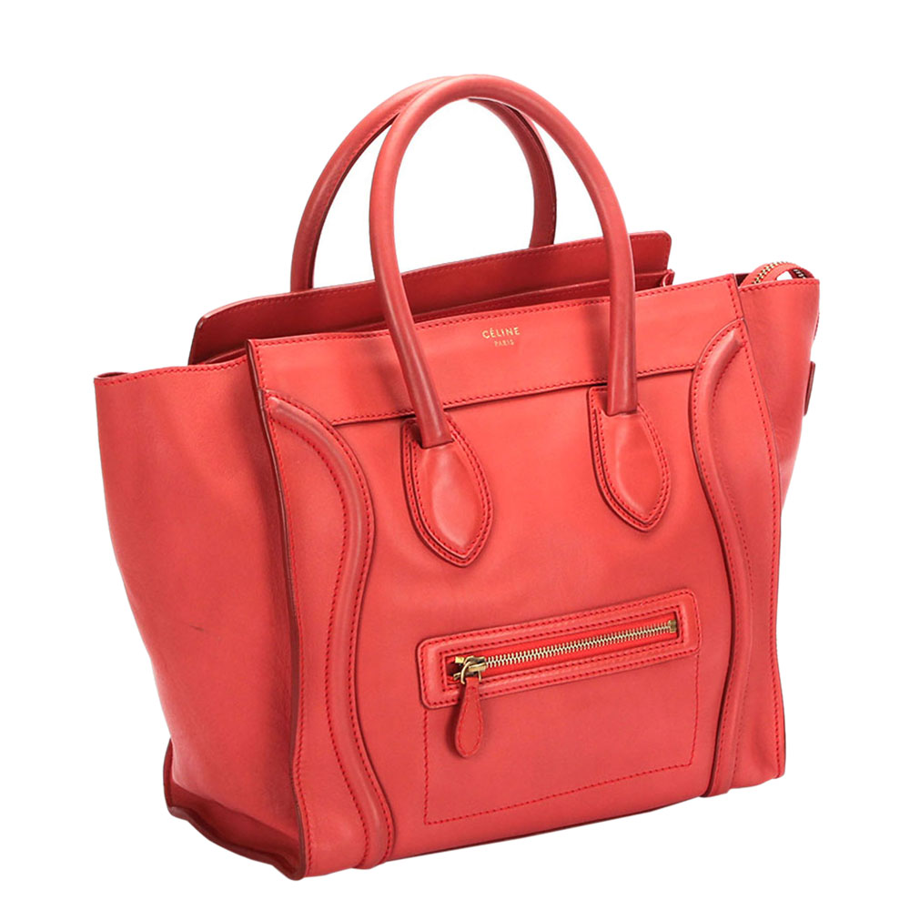 

Celine Red Leather Leather Luggage Tote Bag