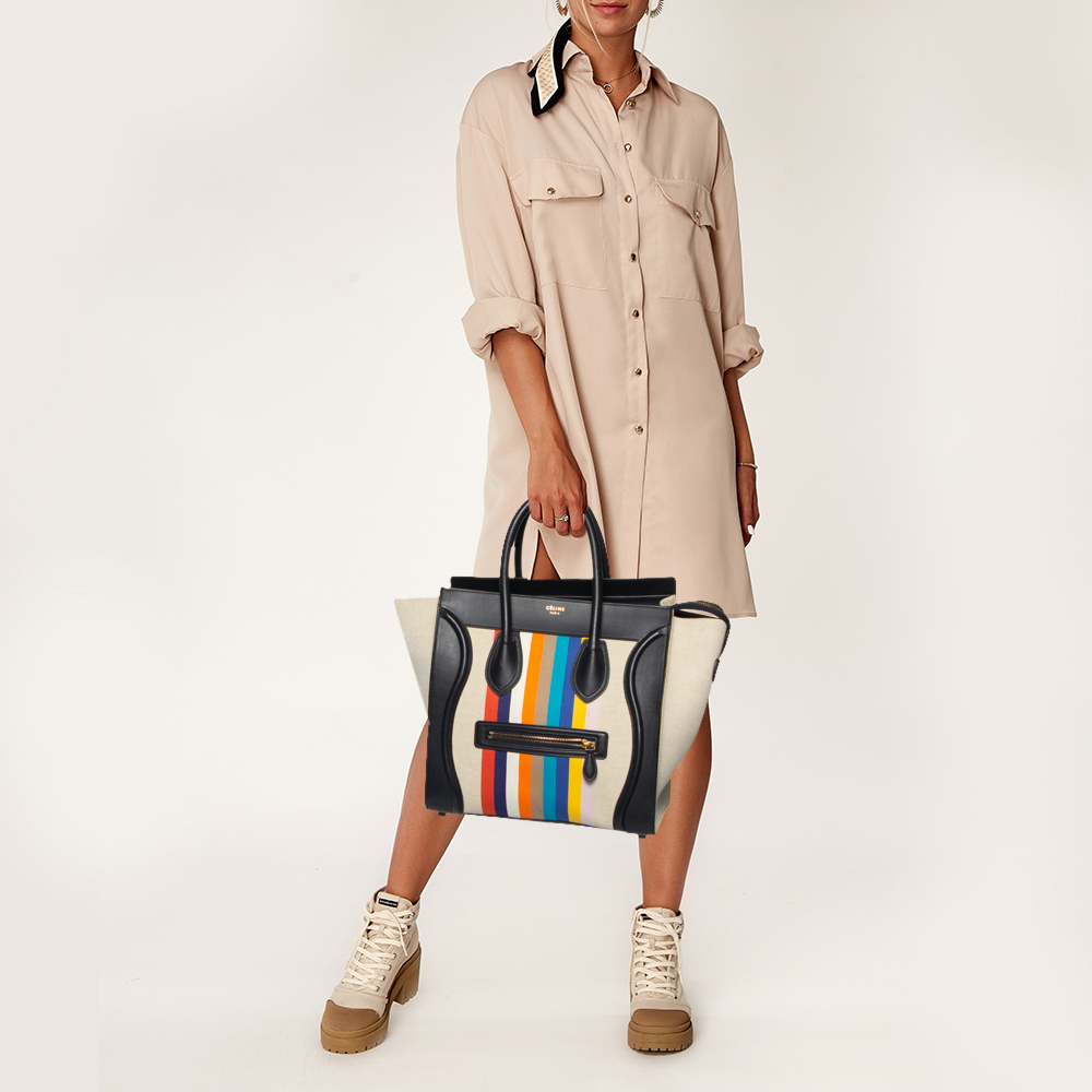 

Celine Multicolor Stripe Canvas and Leather Mini Luggage Tote