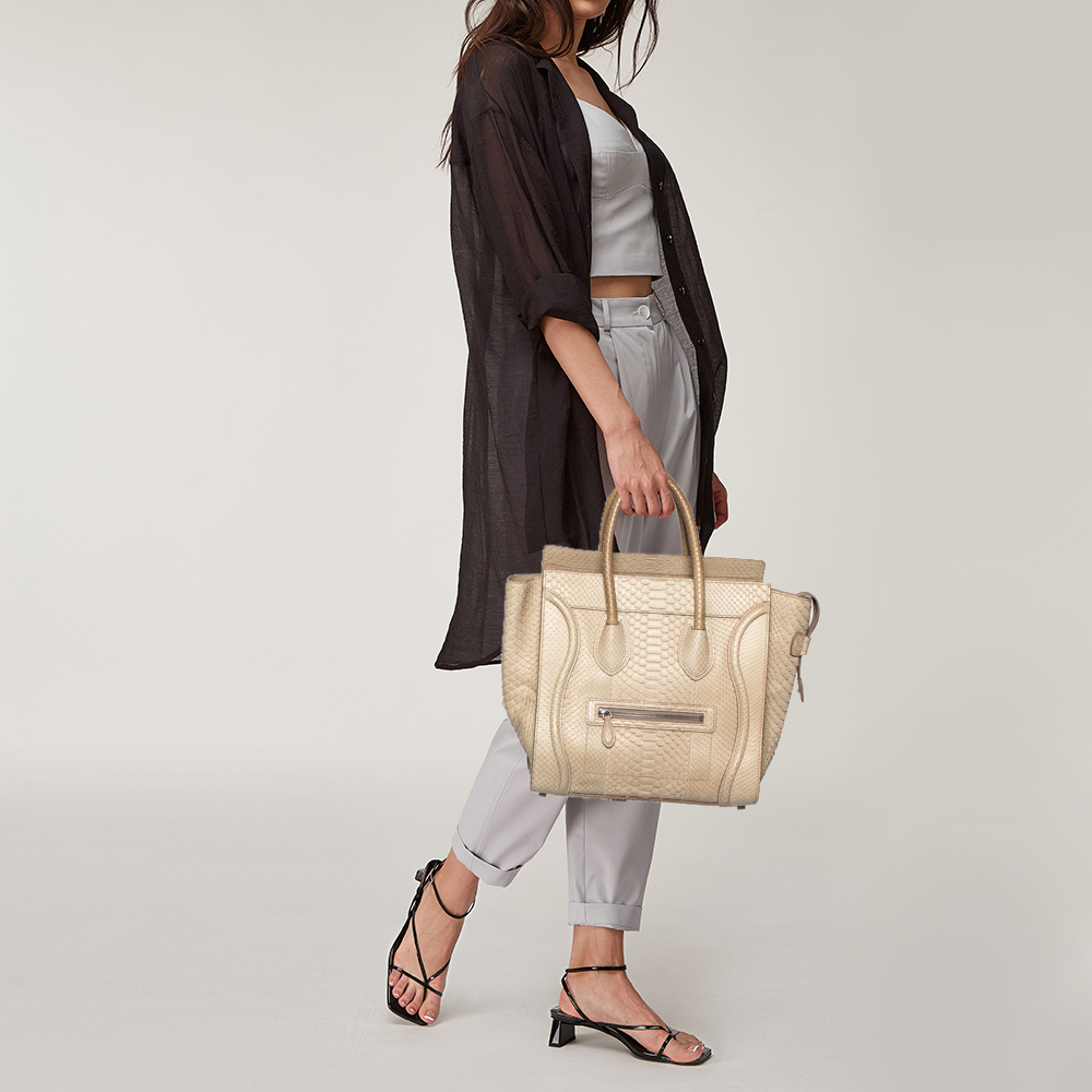 

Celine Beige Python Mini Luggage Tote