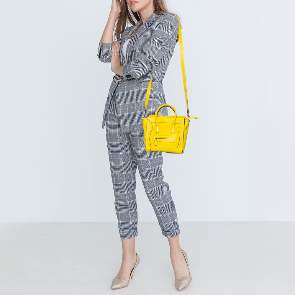 

Celine Yellow Leather Nano Luggage Tote
