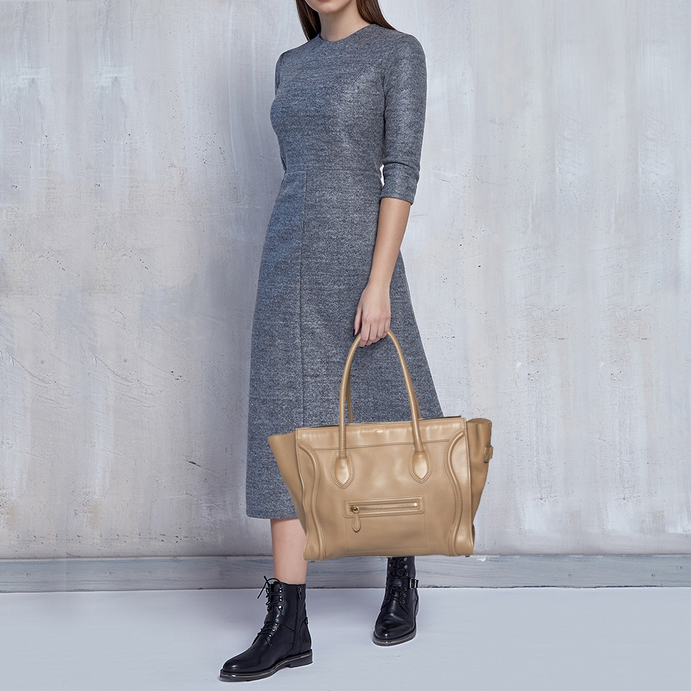 

Celine Beige Leather Shoulder Luggage Tote