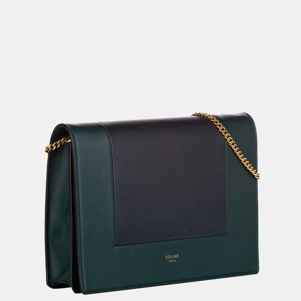 

Celine Green Frame Leather Wallet On Chain, Black