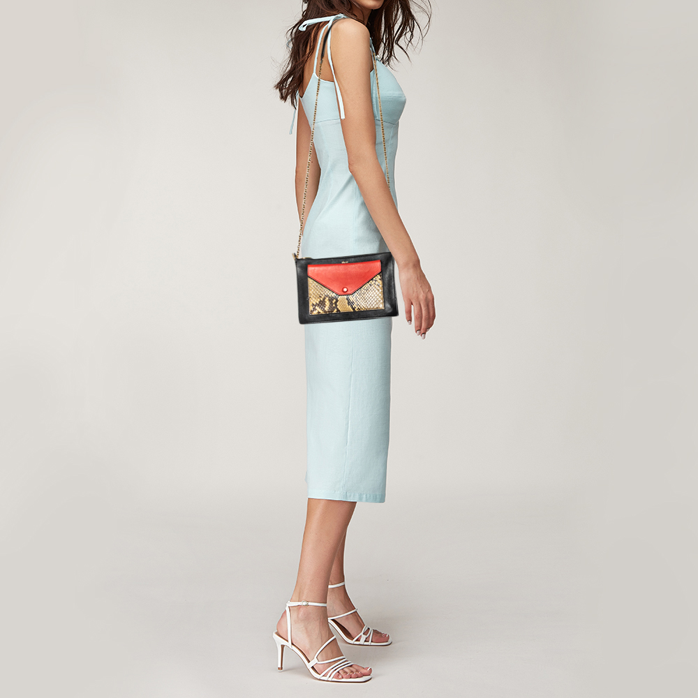 

Celine Black/Red Python Leather Pocket Envelope Shoulder Bag