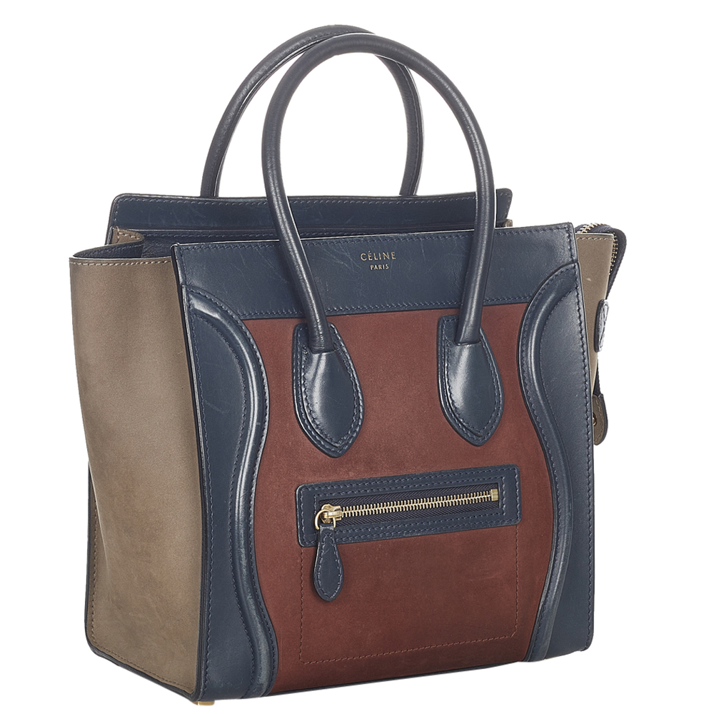 

Celine Tricolor Suede and Leather Mini Luggage Tote Bag, Multicolor