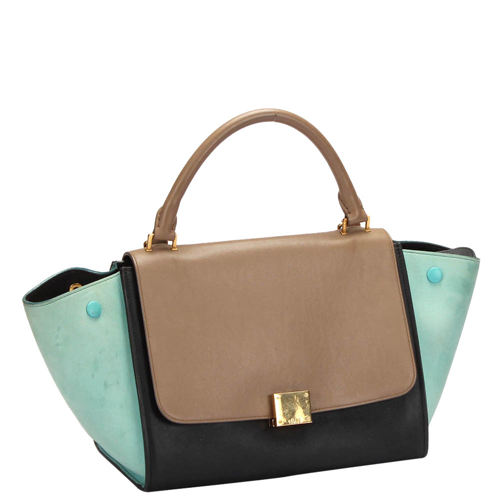 

Celine Tricolor Leather Trapeze Bag, Multicolor