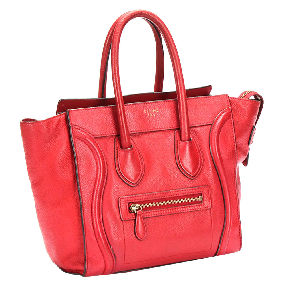 

Celine Red Leather Luggage Mini Tote Bag