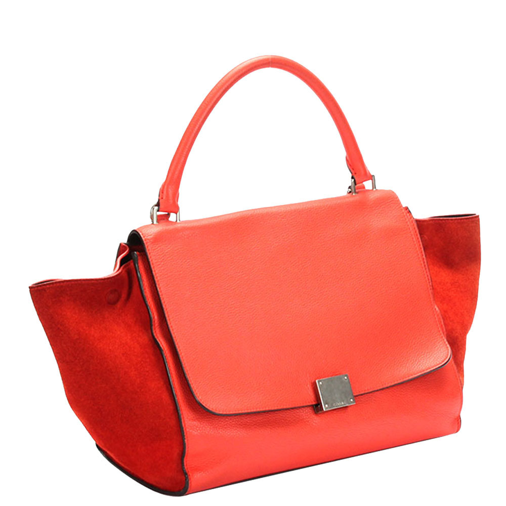 

Celine Red Leather and Suede Trapeze Bag