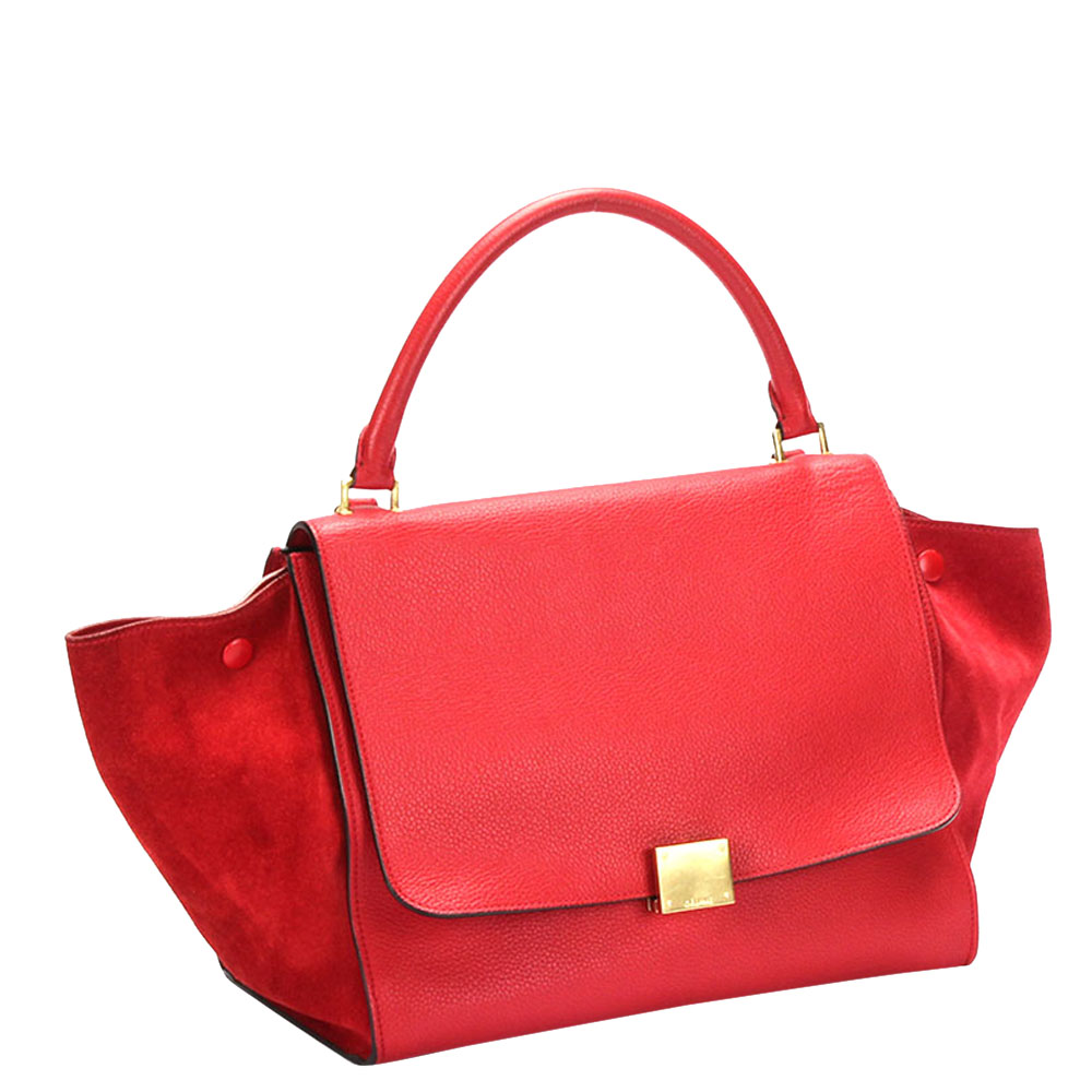 

Celine Red Leather and Suede Trapeze Bag