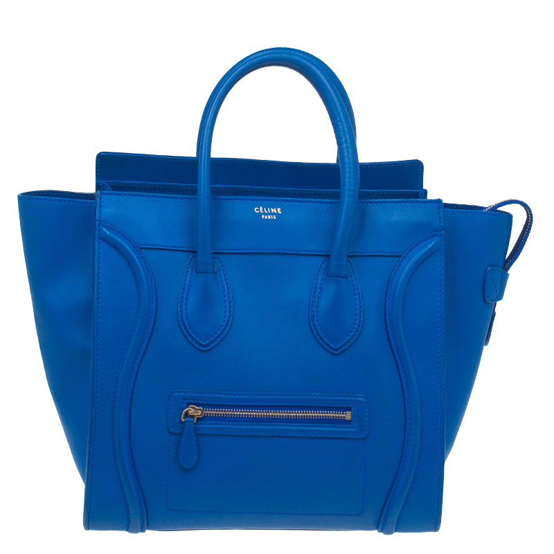Pre Owned Celine Blue Leather Mini Luggage Tote