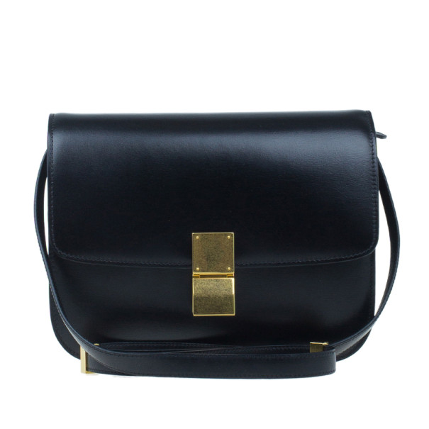 Pre Owned Celine Black Leather Medium Classic Box Shoulder Bag