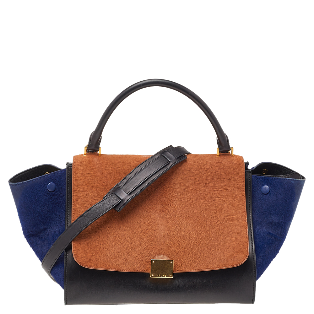 

Celine Multicolor Calfhair and Leather Medium Trapeze Bag