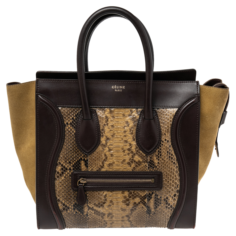 مملوكة مسبقًا حقيبة يد سيلين لاغيدج ميني جلد وسويدي وجلد ثعبان متعدد الألوان